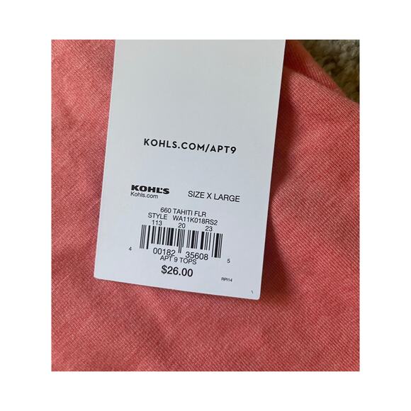 APT 9 T-Shirts with front Waist Tie Knot set of 2 Yellow and Pink Size XL Womens - Picture 4 of 8